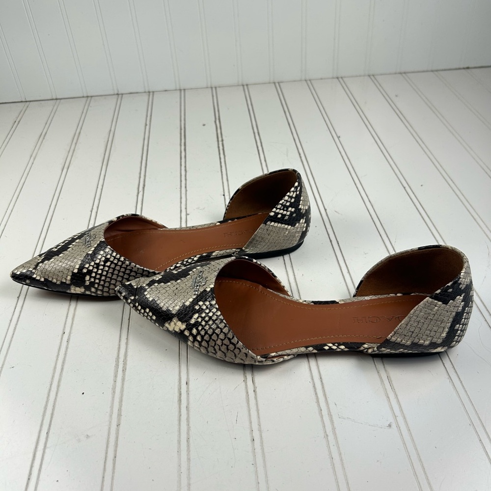 Coach Leather Pointy Toe Flats Natural (Snake) Womenโs Size 10 - Picture 5 of 11